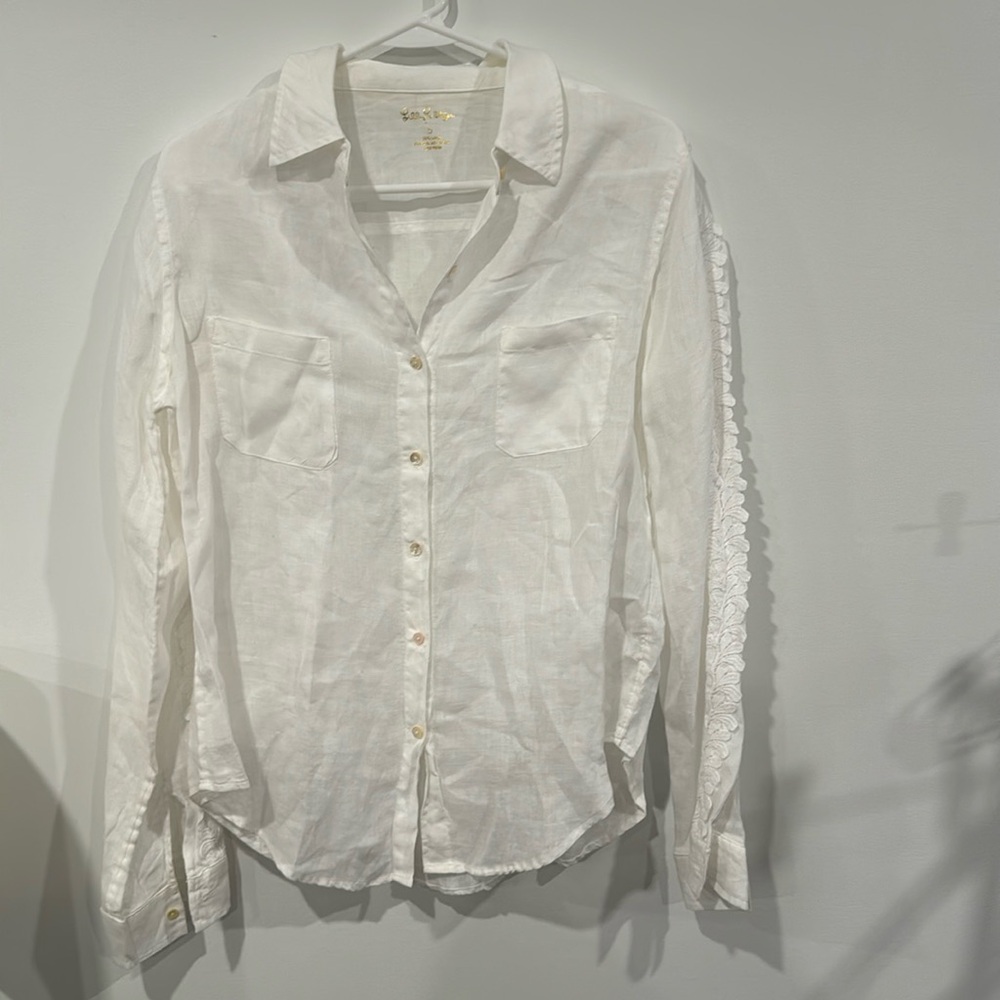 Lilly Pulitzer Linen Button Down Shirr